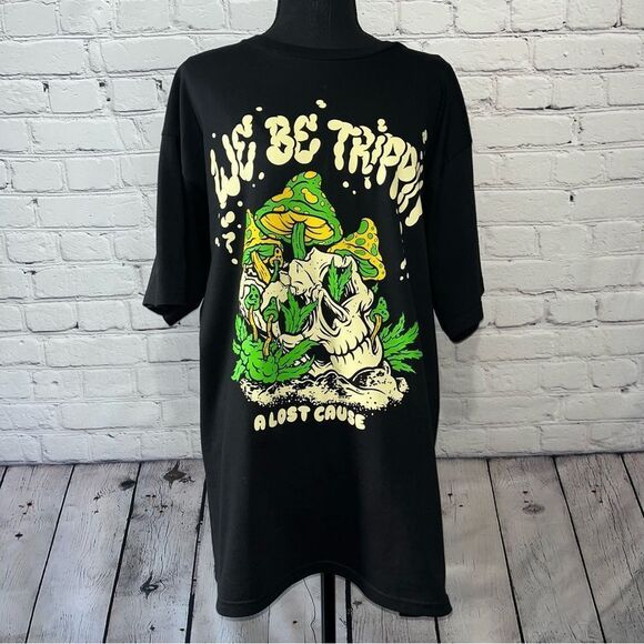 A Lost Cause Tops - A Lost Cause We Be Trippin 420 Bud & Mushrooms Graphic Tee T-Shirt Size Large